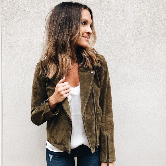 blanknyc suede moto jacket green
